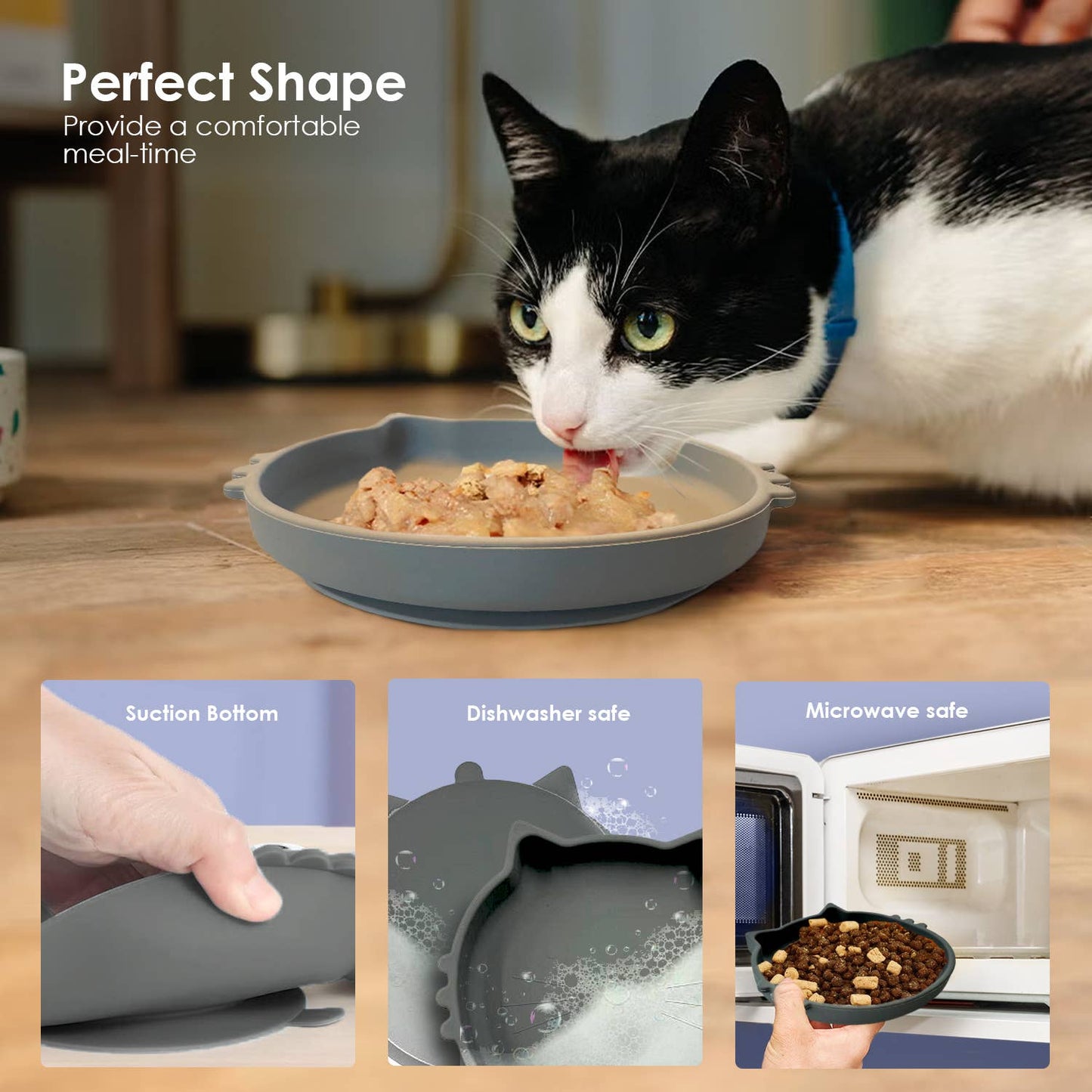 P.T. Supply Co. Cat Shaped Silicone Pet Bowl