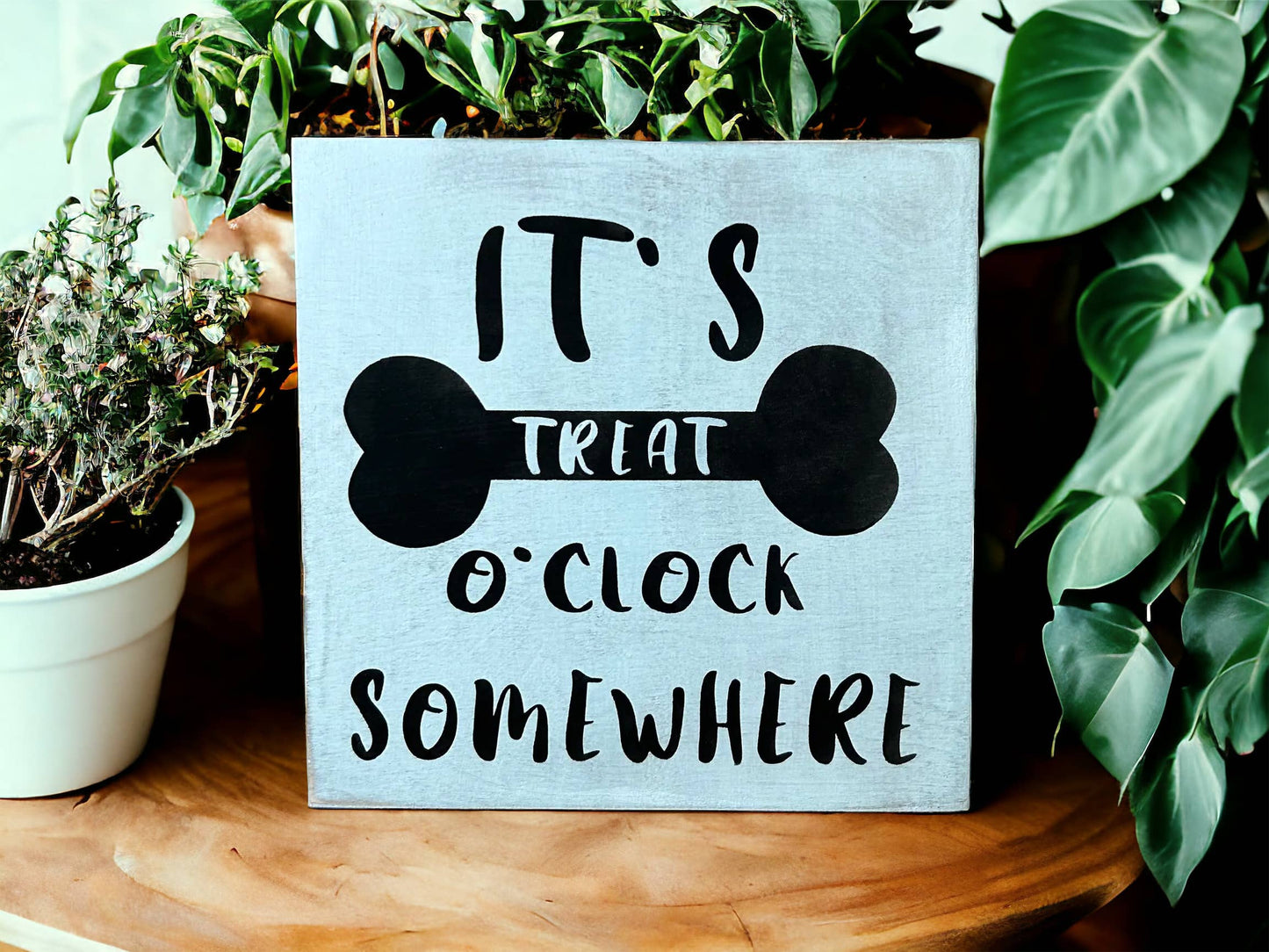 Treat O Clock - Rustic Wood Dog Sign