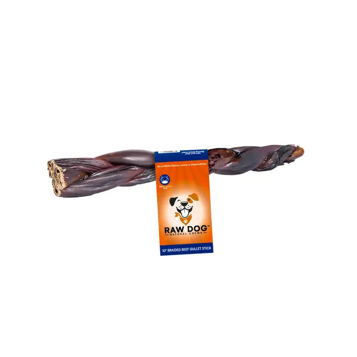 🐾🥩 10″ Braided Beef Gullet Stick – Natural Crunchy Chew for Dogs