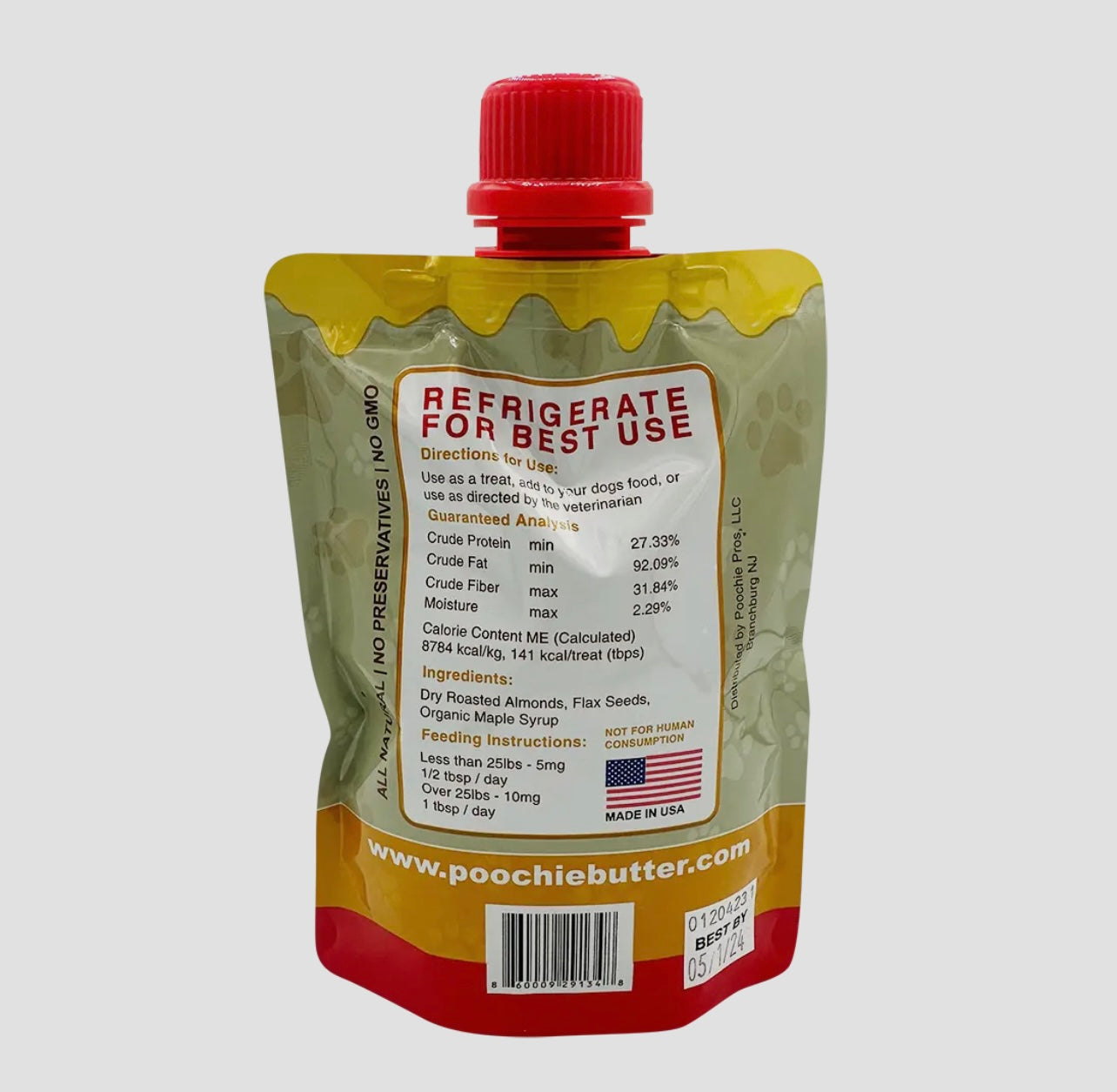 🌰🐾 Dog Almond Butter Squeeze Pack (8oz) – Peanut-Free, Clean Treat Option