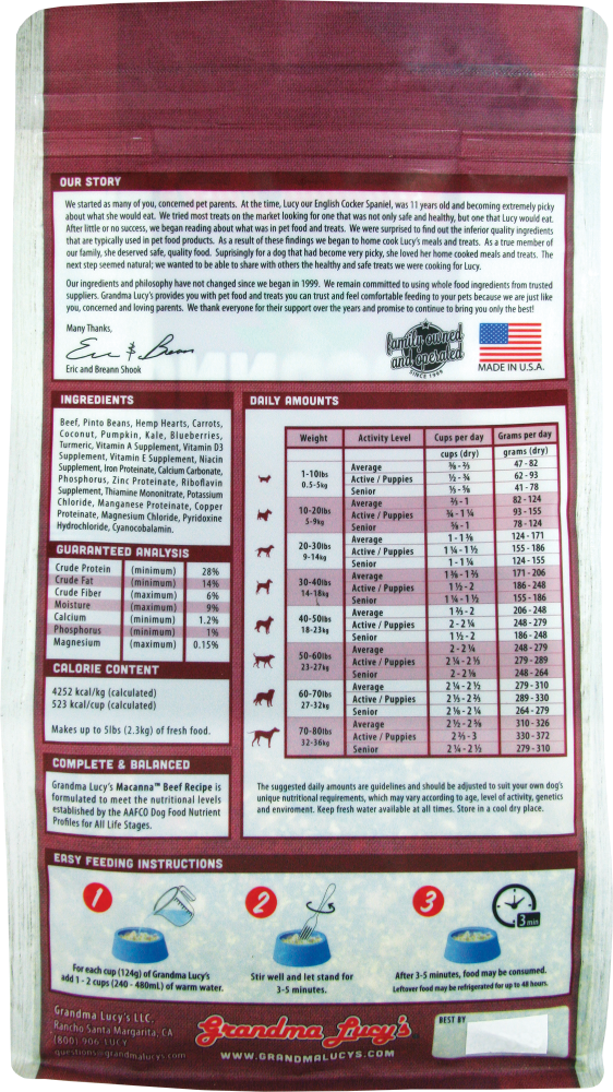 Macanna Beef Dog Food - 1lb