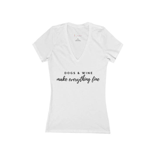 Dogs & Wine - Women's Jersey Deep V-Neck Tee