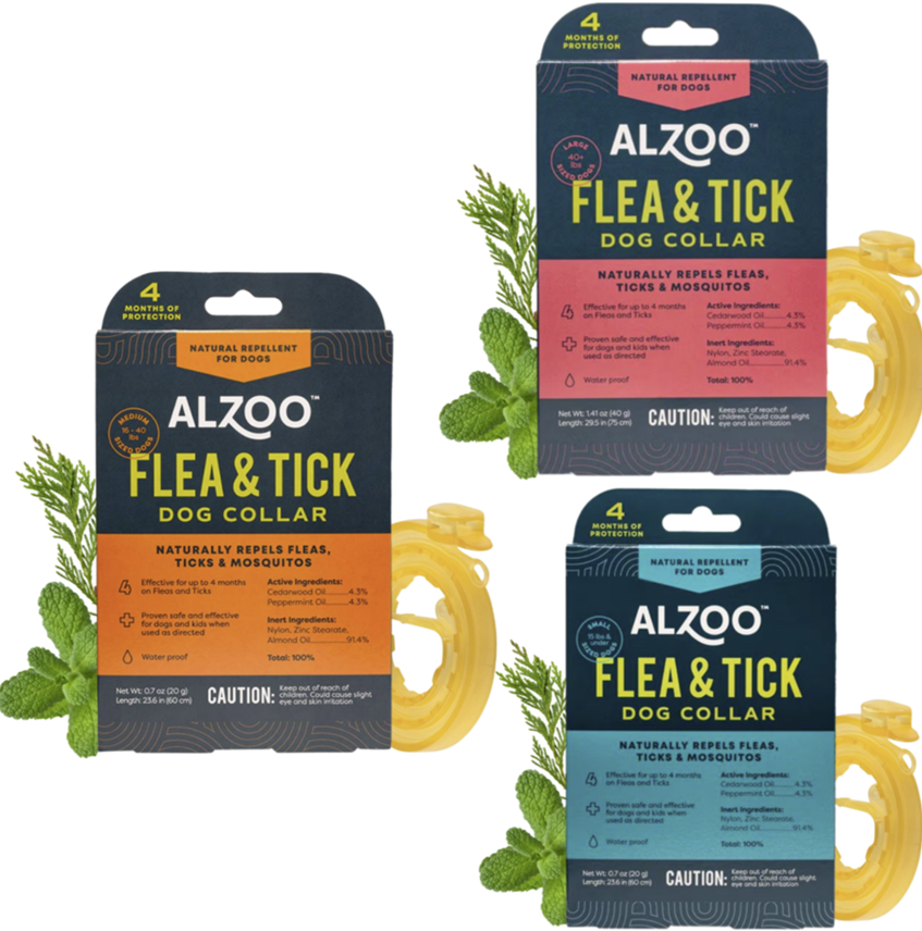 ALZOO PLANT-BASED FLEA & TICK COLLARS FOR LARGE DOGS