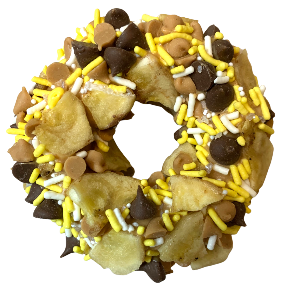 ๐ Chunky Monkey Gourmet Doggie Donut ๐ฉ | Peanut Butter Banana Treat for Dogs ๐พ