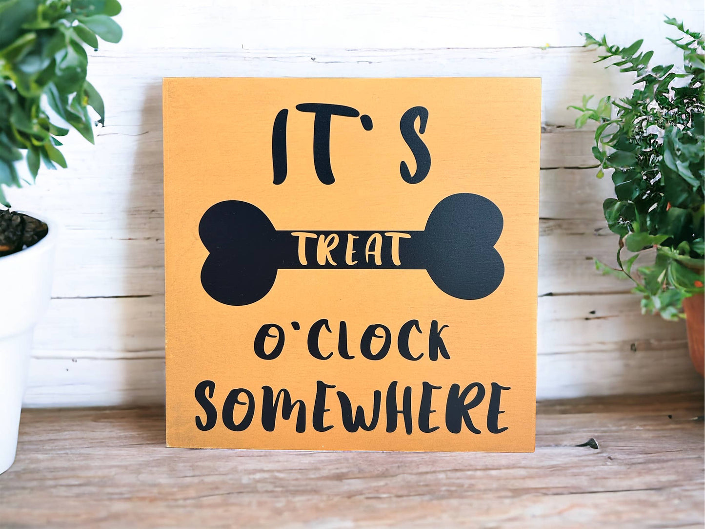 Treat O Clock - Rustic Wood Dog Sign