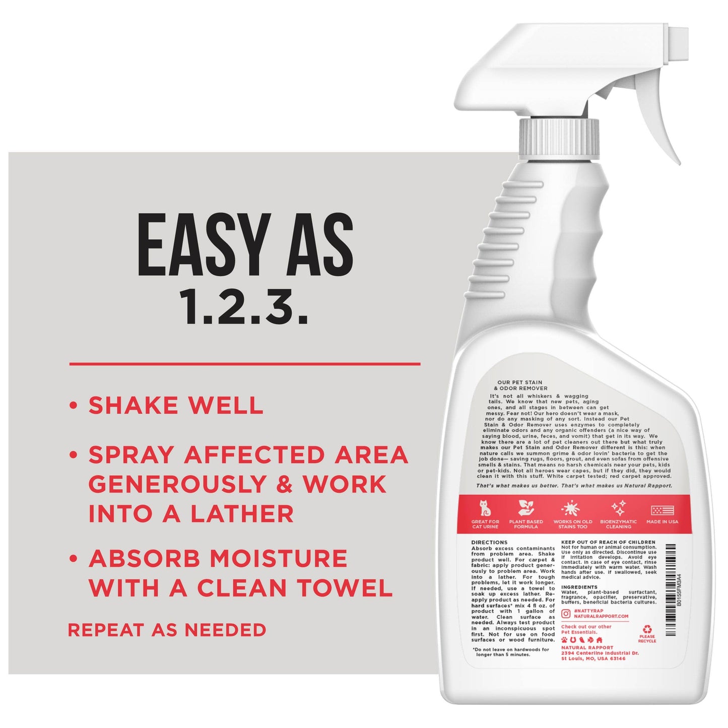 š¾ Natural Rapport Pet Stain & Odor Remover ā Enzyme-Powered Clean That Actually Works