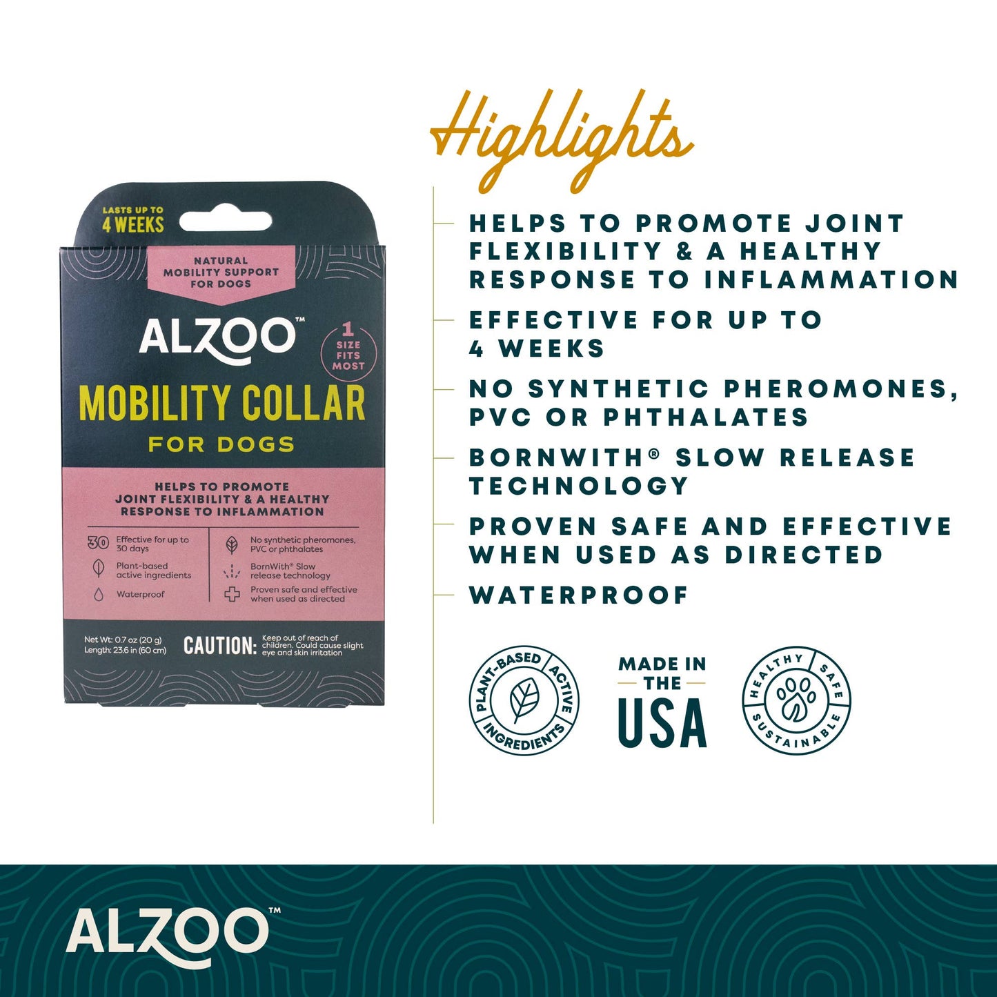 🐶 ALZOO Plant-Based Mobility Collar for Dogs