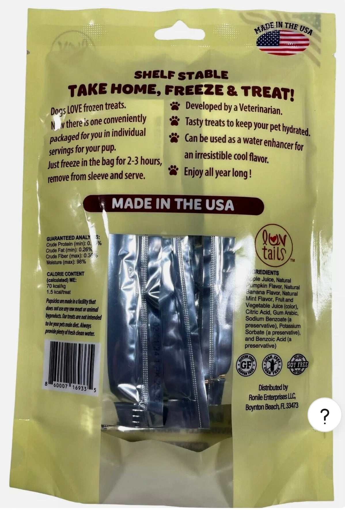 Pupsiclez Pumpkin, Banana & Mint Ice Pops for Dogs (6 pcs per bag)