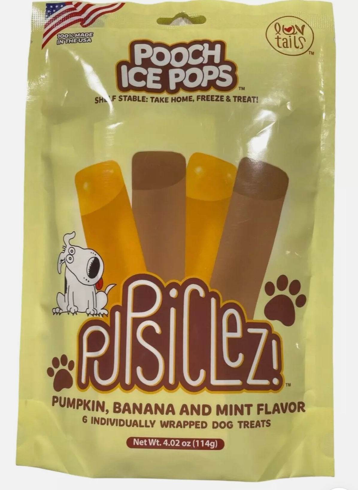 Pupsiclez Pumpkin, Banana & Mint Ice Pops for Dogs (6 pcs per bag)