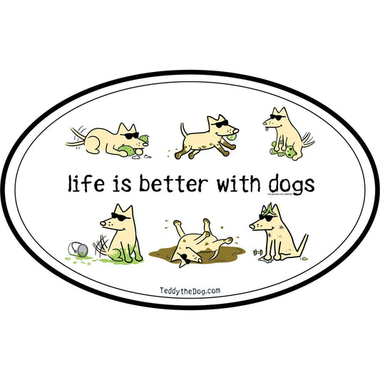 Life is better with dogs vehicle magnet