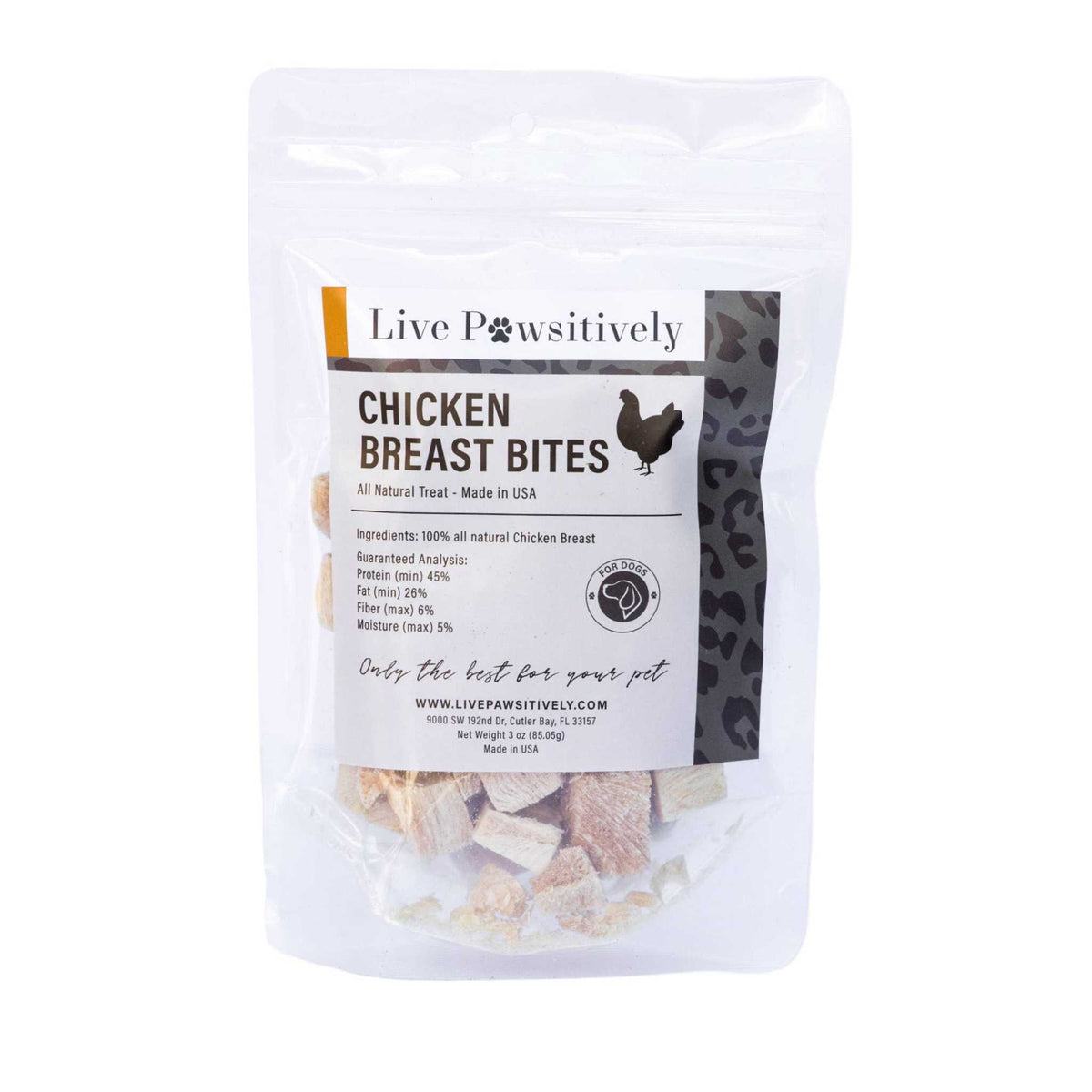 ๐๐พ Live Pawsitively Chicken Breast Bites โ Freeze-Dried Single-Ingredient Dog Treats