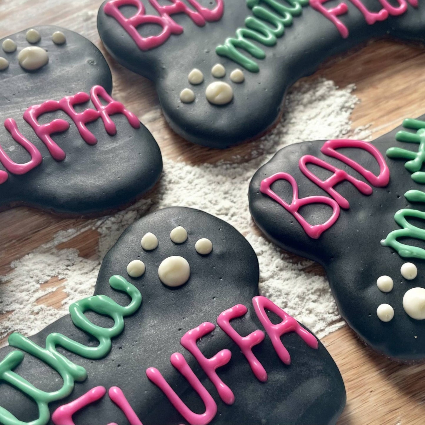 💀🐾 BAD MUTTHA FLUFFA Bone Dog Treat | 6” Gourmet Celebration Biscuit 🍩