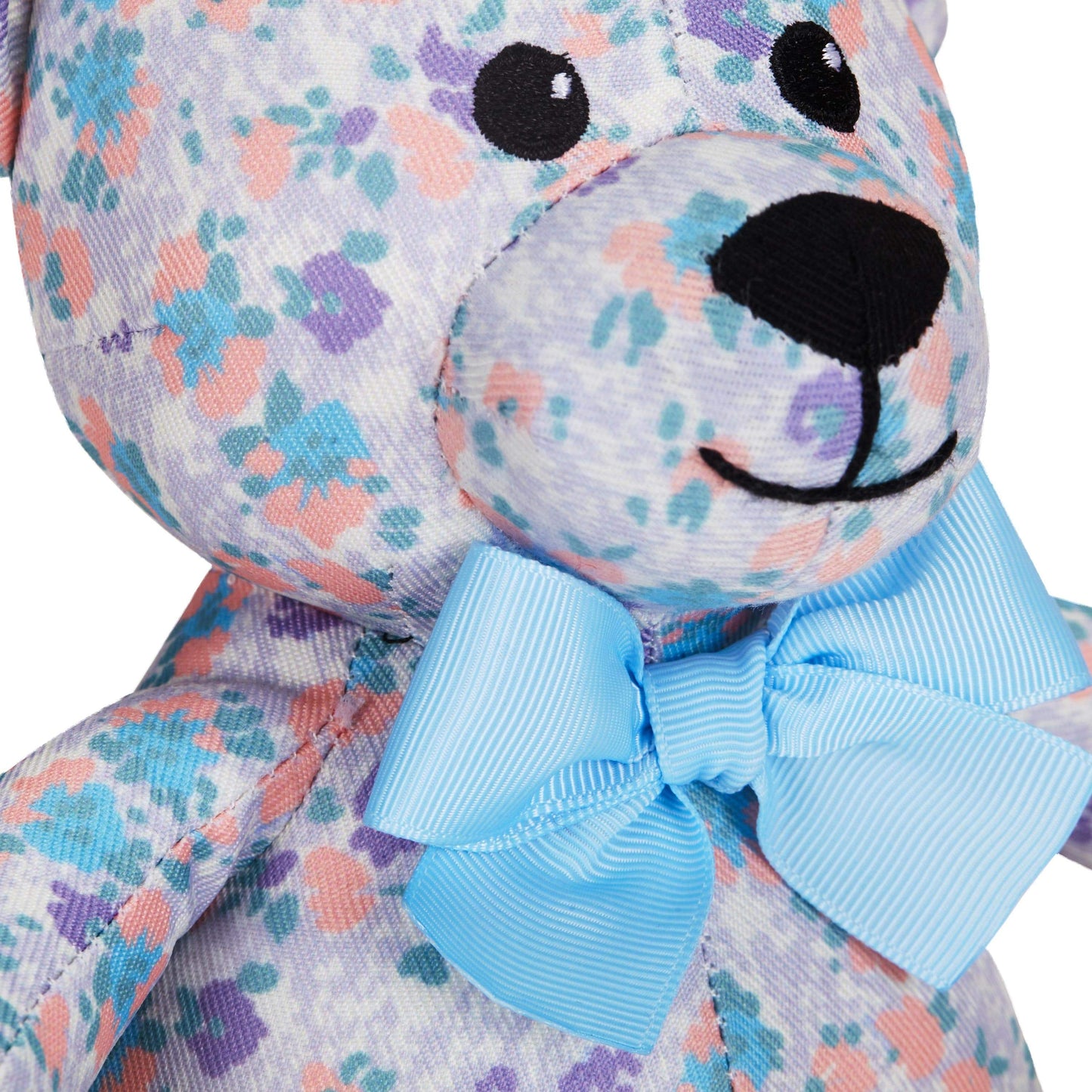 🌸🐻 Floral Print Happy Bear Dog Toy – 6"