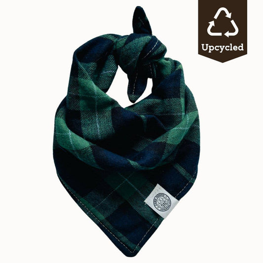 Upcycled Dog Bandana #4 | Eco-friendly Plaid Pet Scarf
