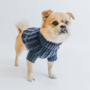 Dog Cable Knit Sweater - Navy