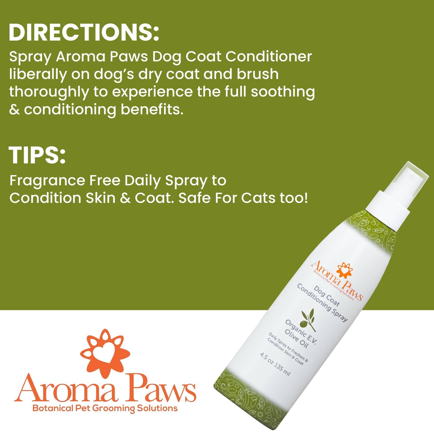 4.5 Oz. Dog Coat Olive Oil Detangling Spray