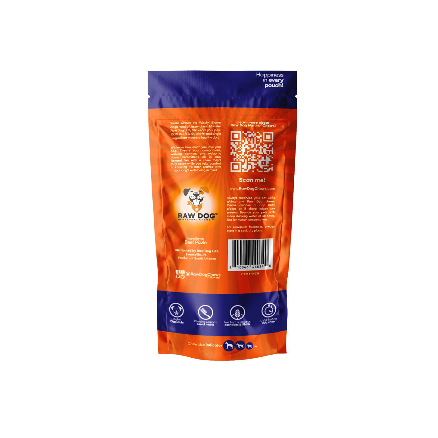 🦴🐄 Monster Bully Sticks – 6" (3 Pack) Premium Beef Pizzle Dog Chews