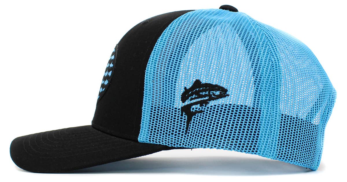 🎣🧢USA Fish Flag Mesh Back Ballcap