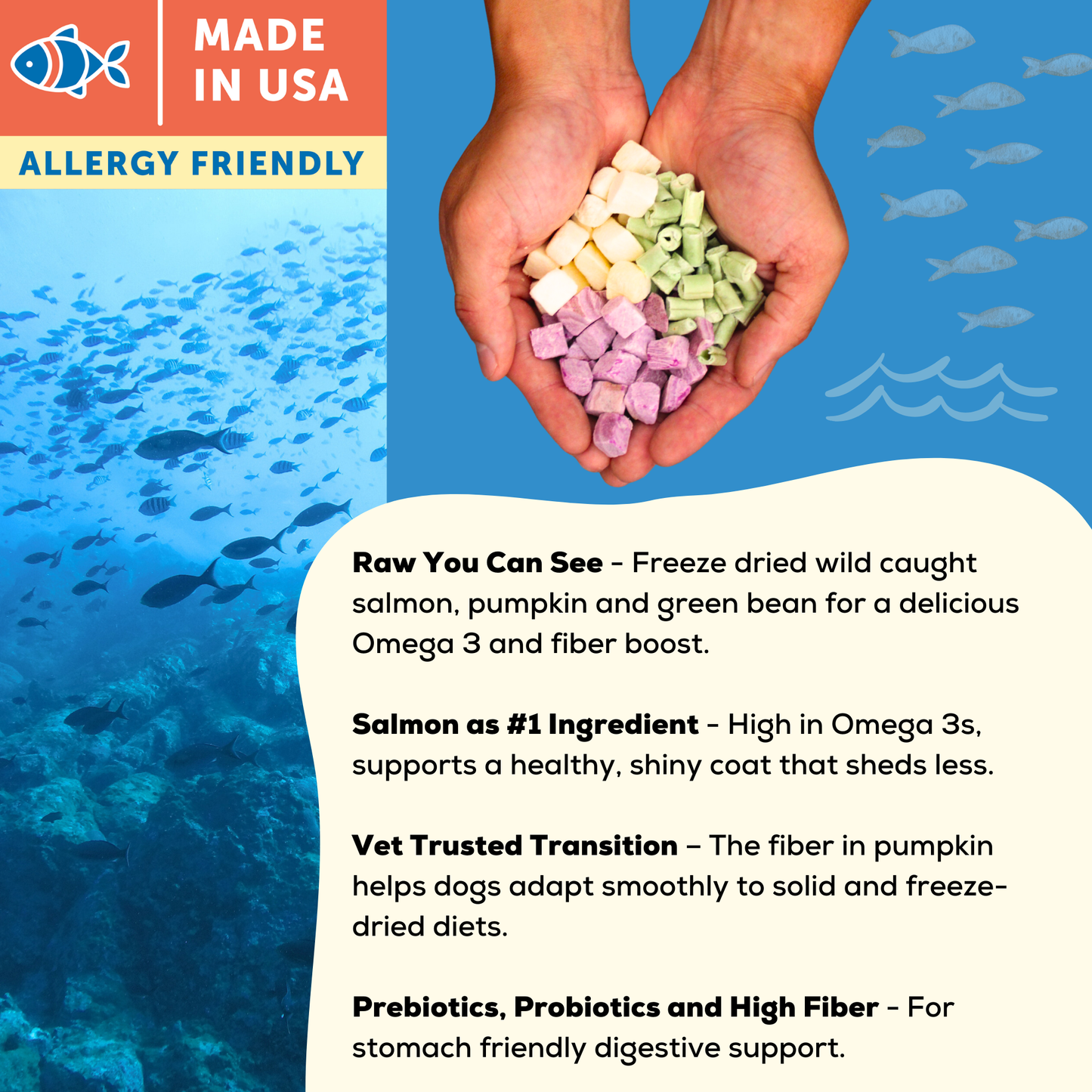 A Better Dog Food Allergy Friendly Ocean Blend - | No Chicken, Only Fish Animal Protein, No Meal Ingredients, Grain Free | Raw You Can See