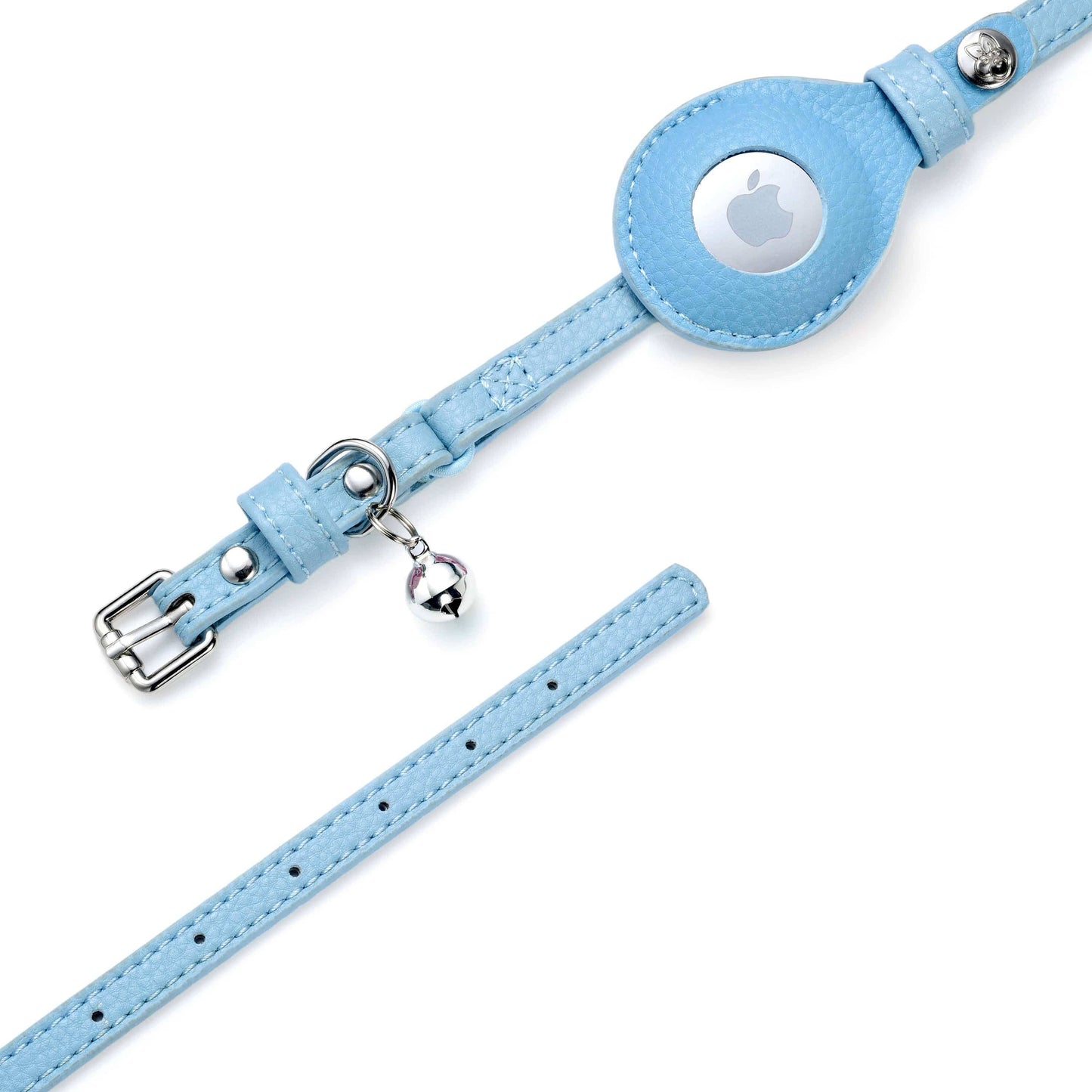 ✨🐱 Silver‑Powered Microfiber Vegan Leather AirTag Cat Collar