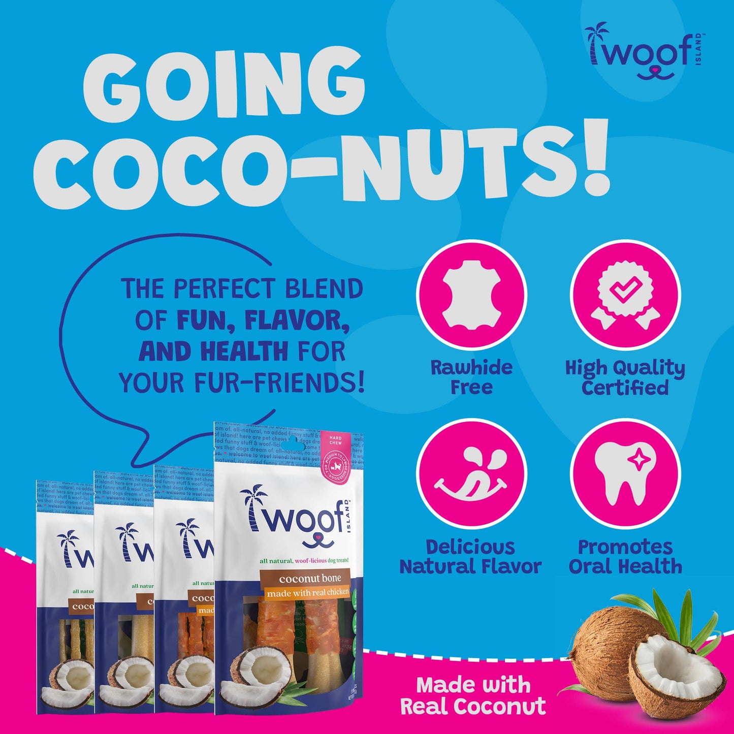 🥥🦴 Woof Island™ Coconut Bones – All-Natural Rawhide-Free Dog Chews