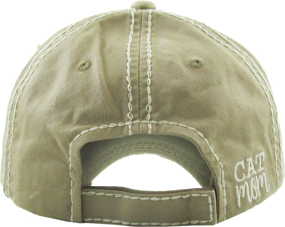 🐈💖🧢CAT MOM Washed Vintage Ball Cap