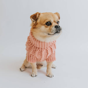 Dog Cable Knit Sweater - Pink