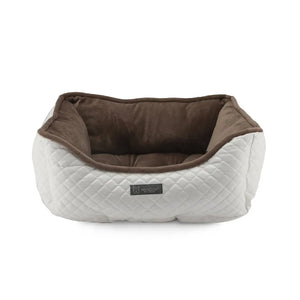 Quilted Vegan Leather WHITE & BROWN