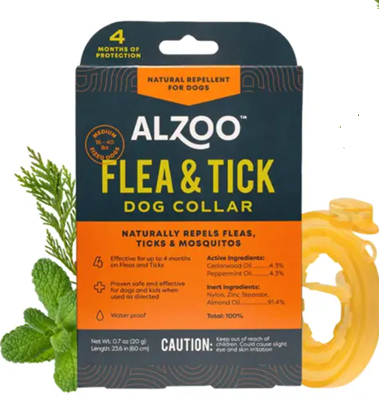 ALZOO PLANT-BASED FLEA & TICK COLLAR FORMEDIUM DOGS
