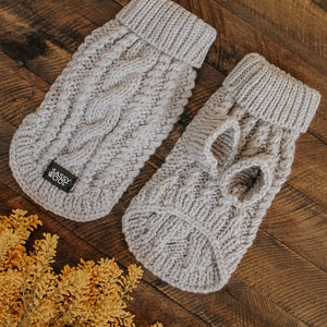 Dog Cable Knit Sweater - Gray