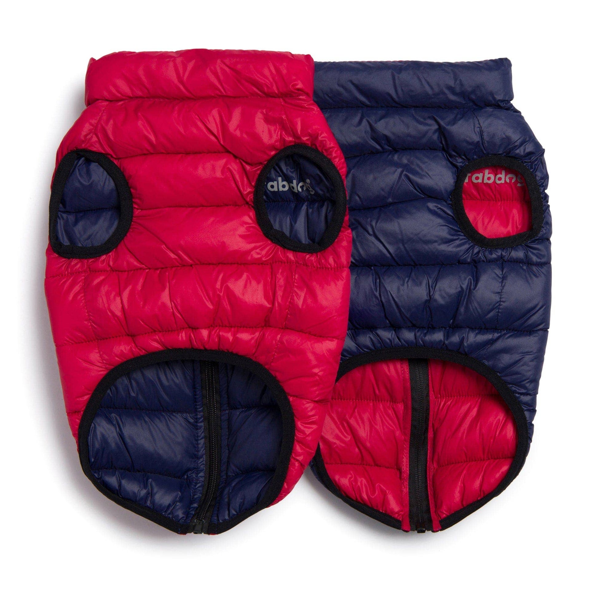 ❄️🐾 Pack N’ Go Reversible Puffer – Red & Navy