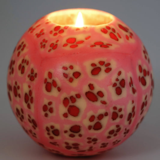 🐾🕯️💖Pink Paws Handcrafted Sphere Ball Candle Gift Set