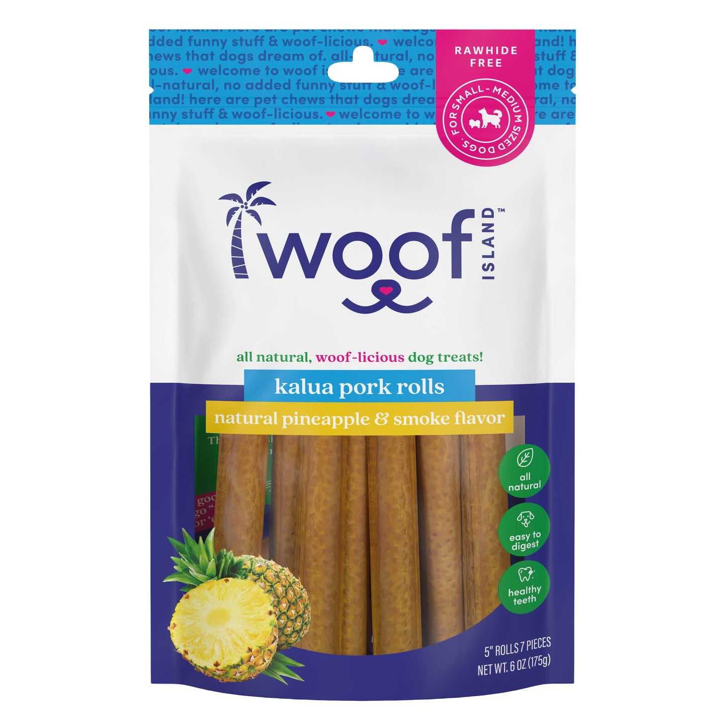 🌺🐷 Woof Island™ Kalua Pork Rolls – Long-Lasting Rawhide-Free Pork Chews for Dogs