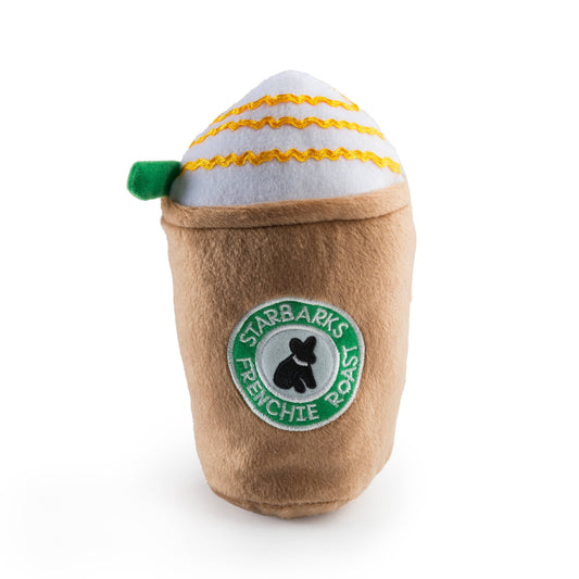 🐕☕Starbarks Frenchie Roast W/ Straw Squeaker Dog Toy