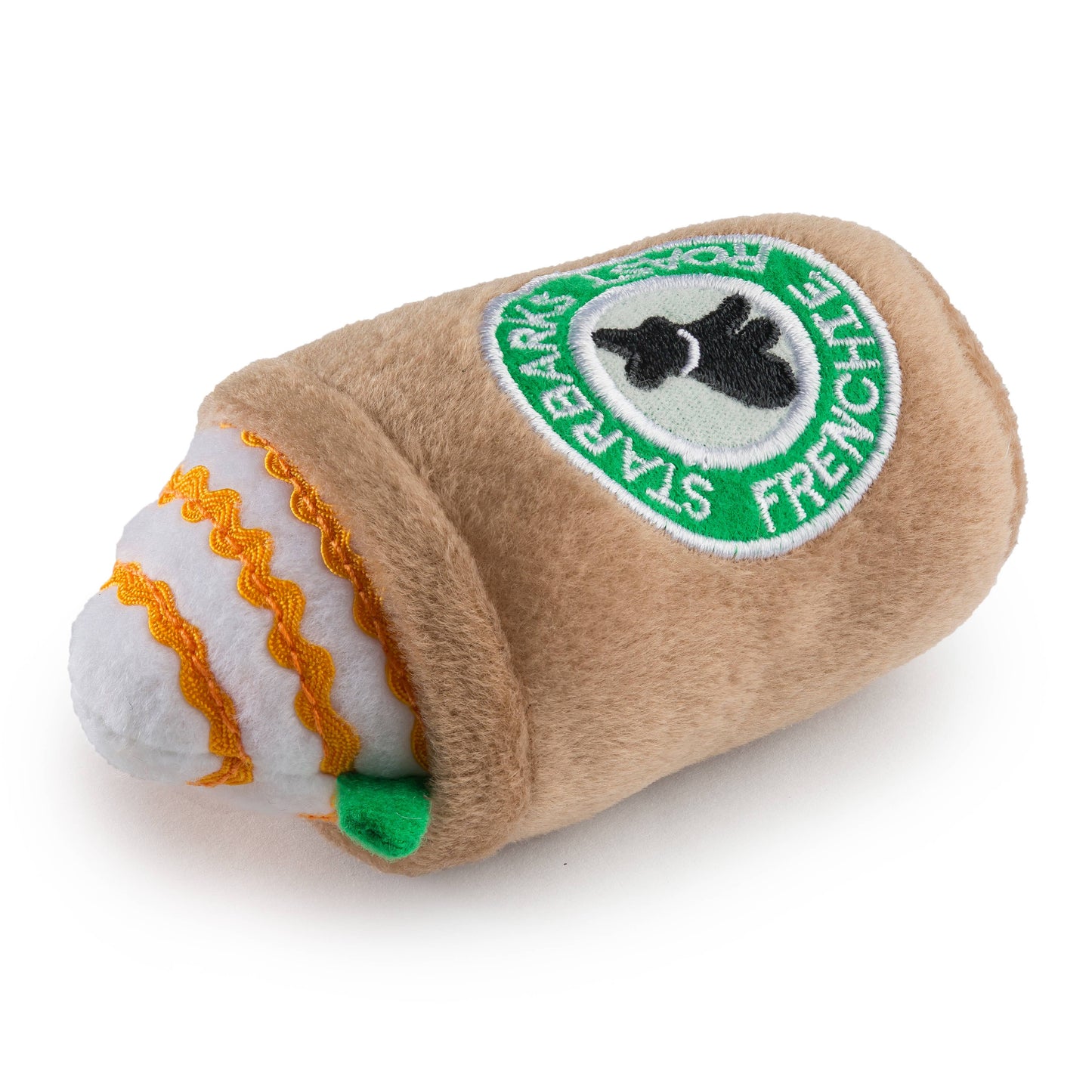 🐕☕Starbarks Frenchie Roast W/ Straw Squeaker Dog Toy