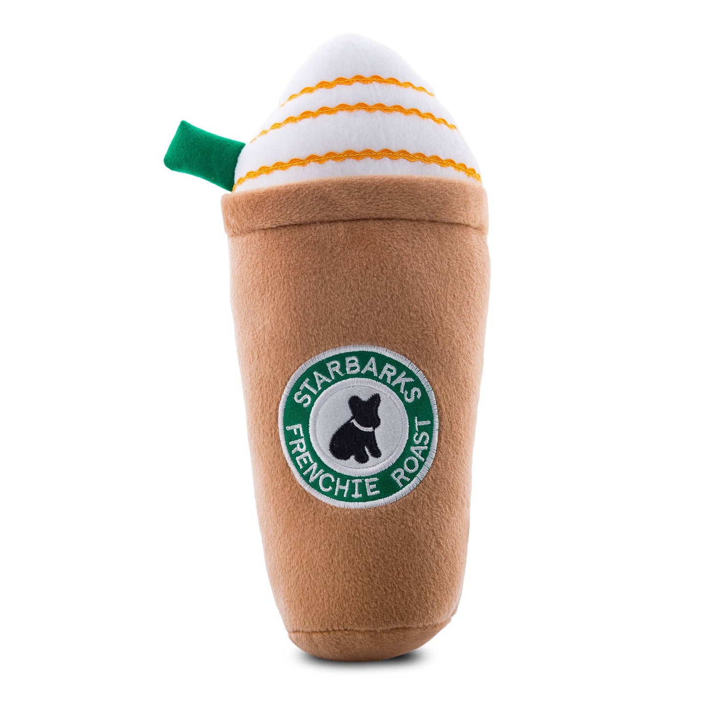 🐕☕Starbarks Frenchie Roast W/ Straw Squeaker Dog Toy