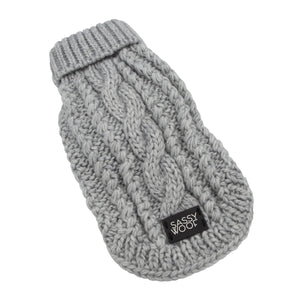 Dog Cable Knit Sweater - Gray