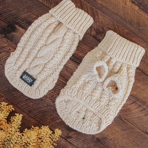 Dog Cable Knit Sweater - Beige