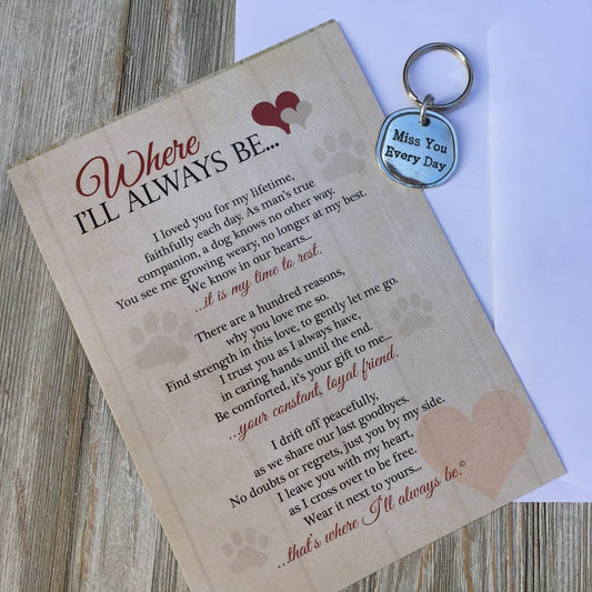 Where I'll Always Be - Pet Memorial USA Pewter Keychain