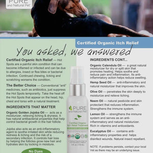 USDA Certified Organic Itch Relief & Hot Spot Oil For Dogs