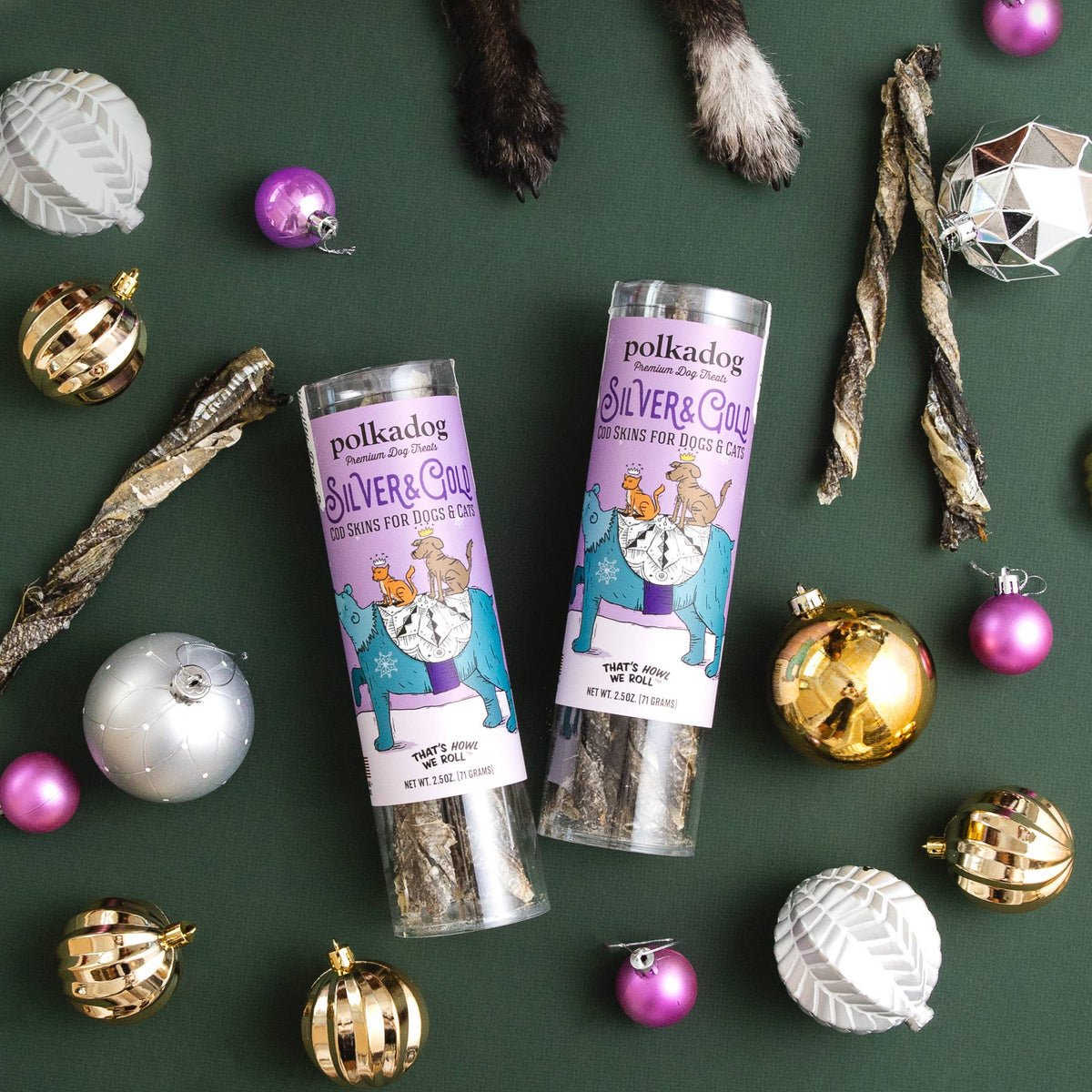 Holiday Tube: Silver & Gold Cod Skins 2.5oz