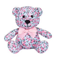 🌸🐻 Floral Print Happy Bear Dog Toy – 6"
