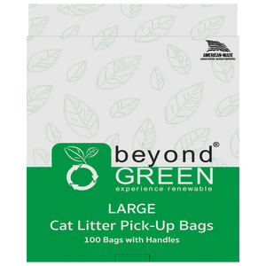 beyondGREEN Cat Litter Bags with Handles – Made in USA, Leak-Resistant & Easy-Tie