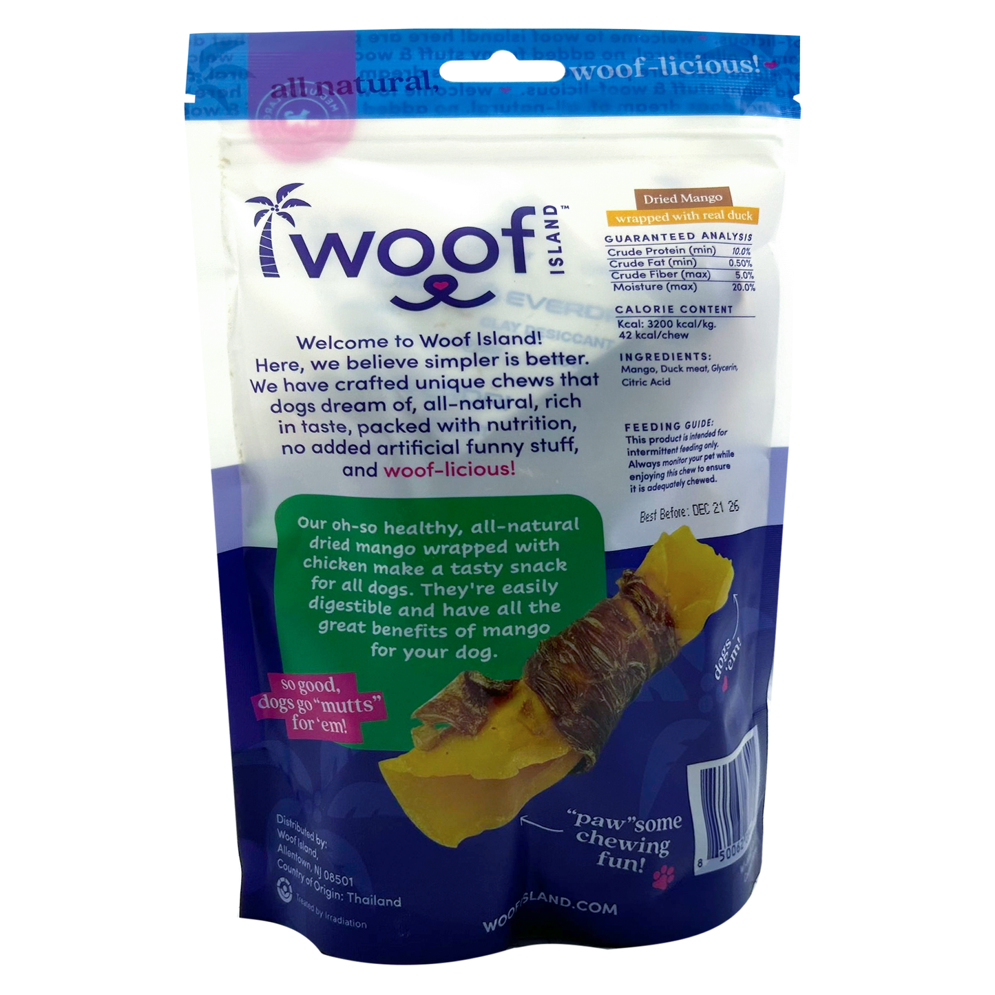 🦆🥭 Woof Island™ Duck & Mango Dog Treats – 100% Natural Crunchy Chews