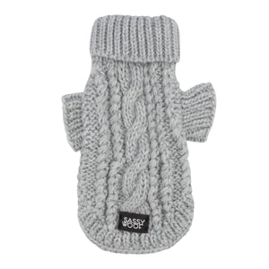 Dog Cable Knit Sweater - Gray