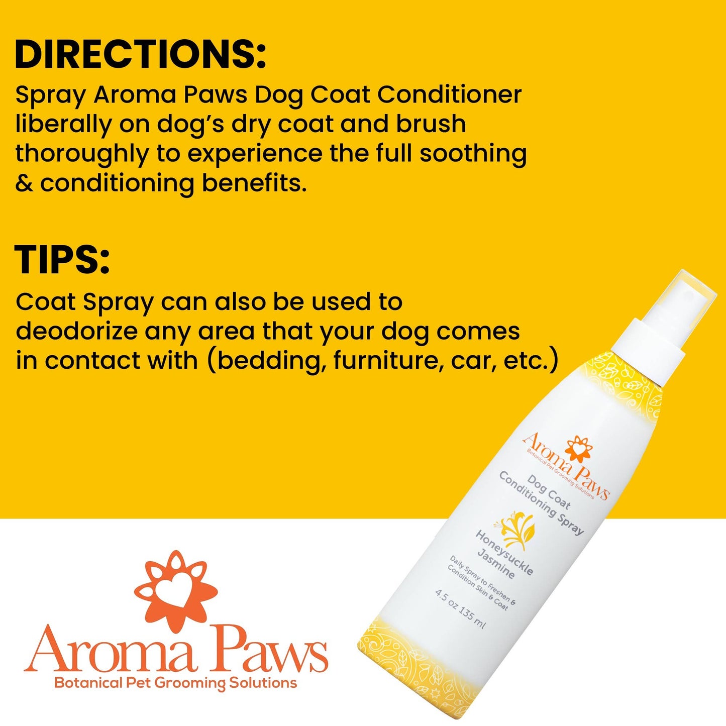 4.5 Oz. Dog Coat Spray Honeysuckle Jasmine