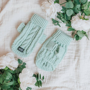 Dog Cable Knit Sweater - Mint Green