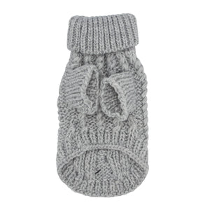 Dog Cable Knit Sweater - Gray