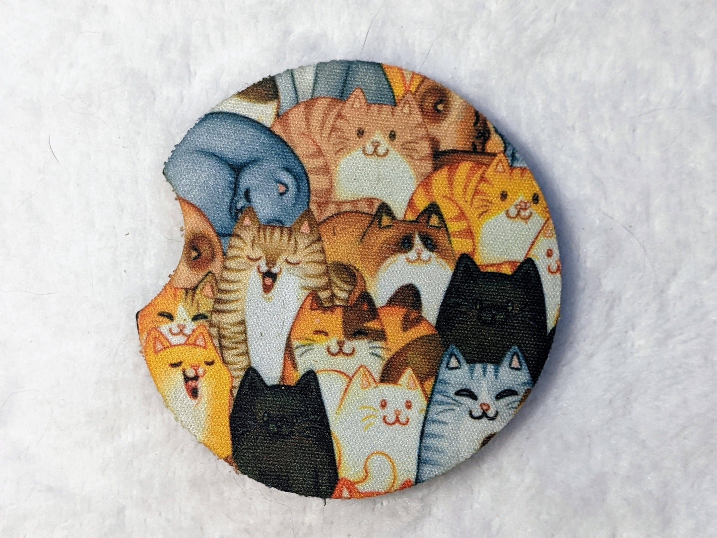 🚗🐱 So Many Cats Car Coasters – 2-Pack Neoprene Cup Holder Set