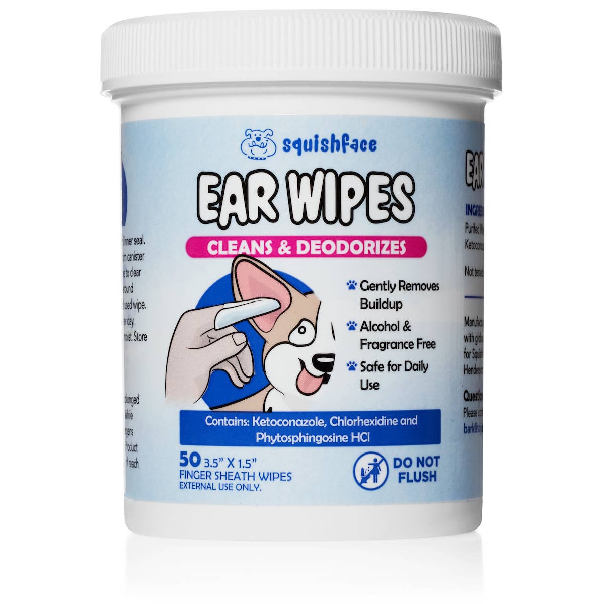 Squishface Ear Wipes - Dog Ear Cleaner Finger Wipes